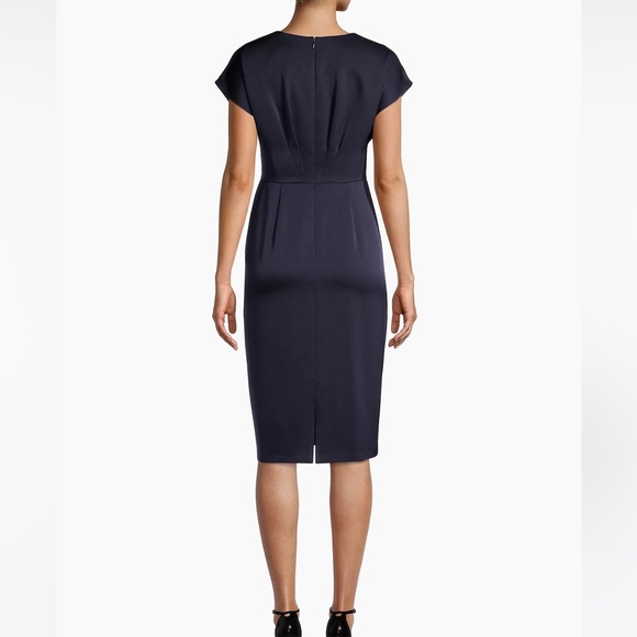 Aidan Mattox Embellished V Neck Peplum Sheath Dress - Picture 8 of 16